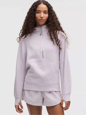 Lululemon Scuba Oversized Half Zip Hoodie Long Sweatshirt M/L Faint Lavender NEW